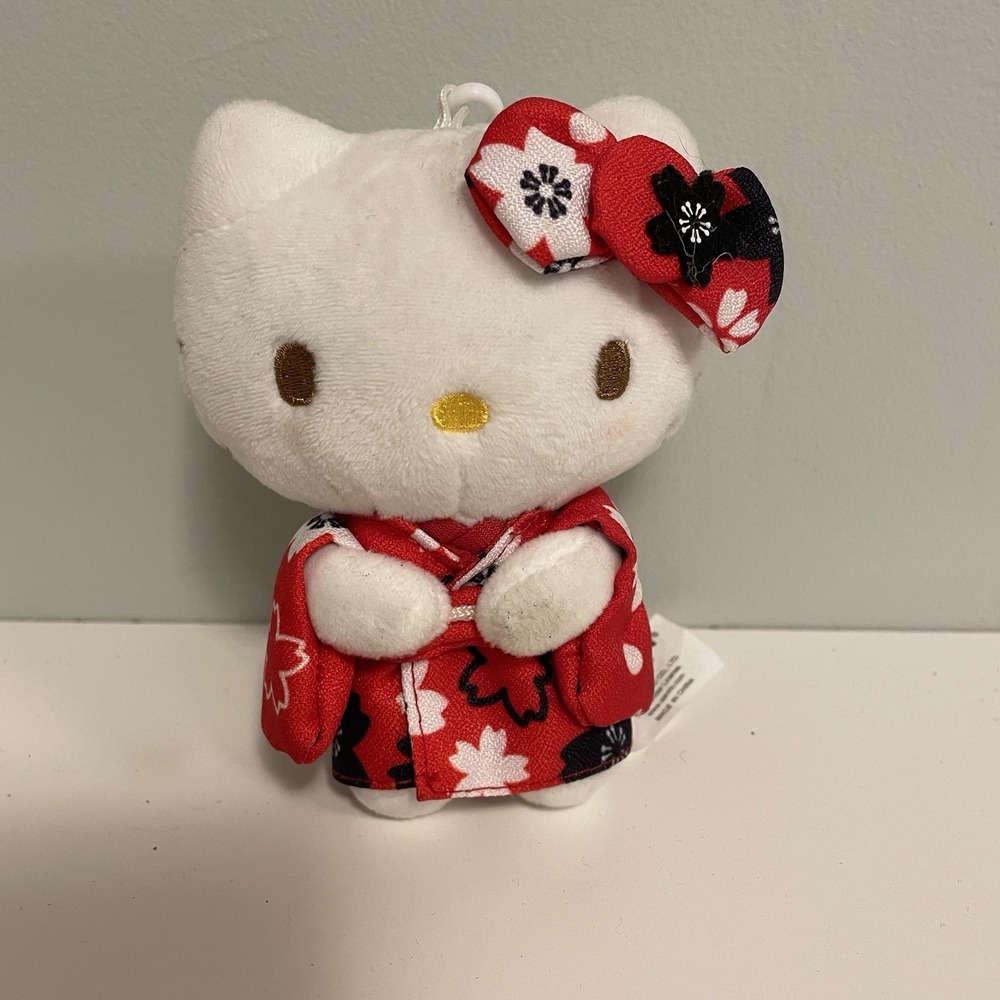 Sanrio Hello Kitty Geisha Kimono Plush 5" Clip On Cherry Blossom
